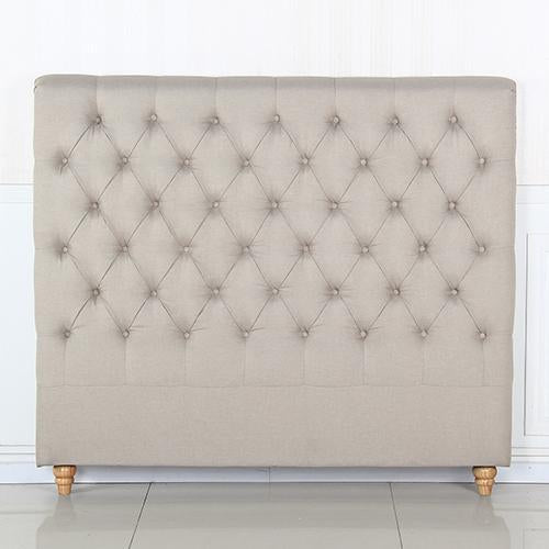 Bed Head Queen Size French Provincial Headboard Upholsterd Fabric Beige Payday Deals