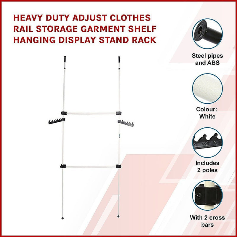 Heavy Duty Adjust Clothes Rail Storage Garment Shelf Hanging Display Stand Rack Payday Deals