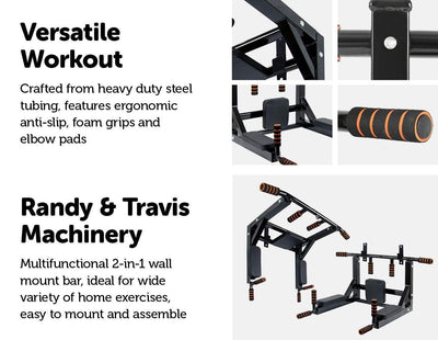 Heavy Duty Wall Mounted Power Station - Knee Raise - Pull Up - Chin Up -Dips Bar Payday Deals