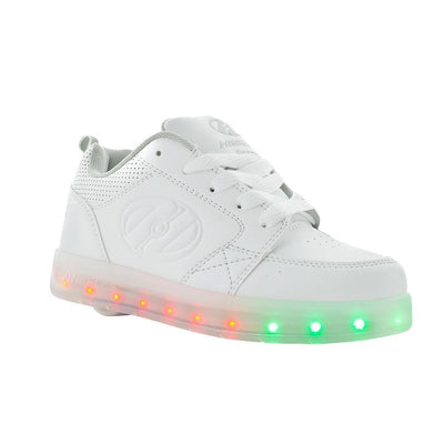 Heelys Premium 1LO Kids Skate Roller Shoes Sneaker Boys Girls LED Luminous White US4