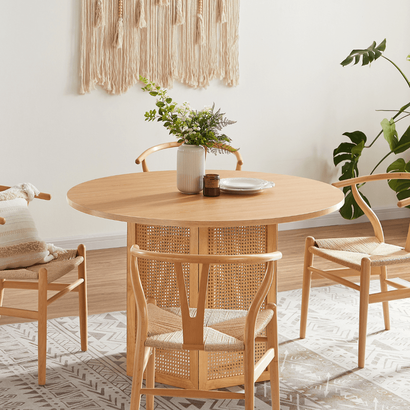 Hendrix 4 Seater Round Rattan Dining Table Payday Deals
