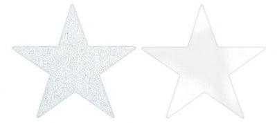 Hollywood White Solid Star Cutouts Foil & Glitter - 5 Pack