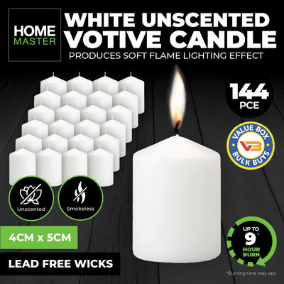 Home Master 144PCE Votive Candles White Home Décor Party Wedding 5cm Payday Deals