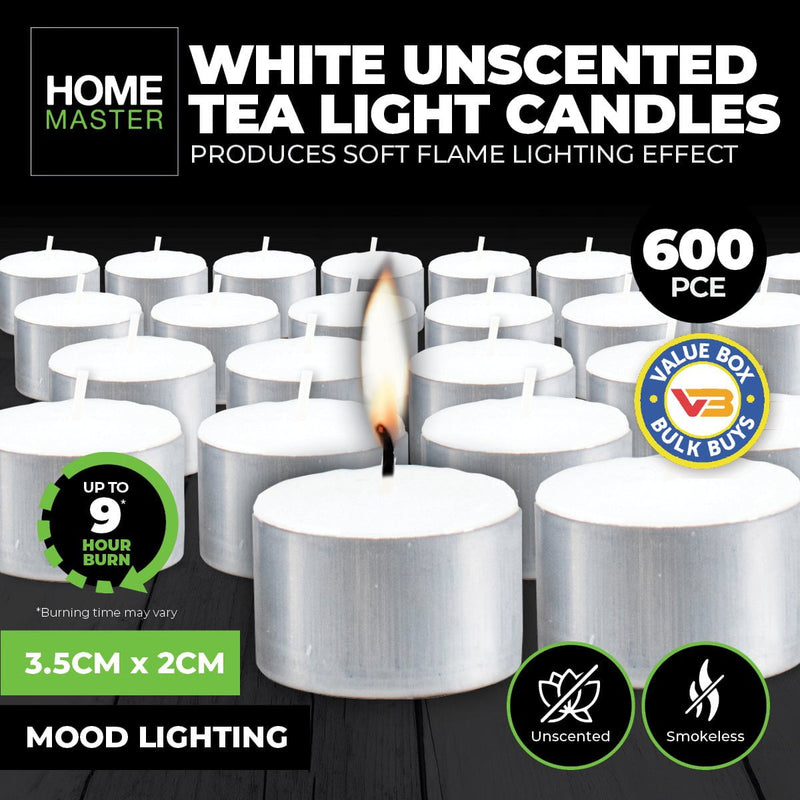 Home Master 600PCE Unscented Tealight Candles Home Décor Party Wedding Payday Deals