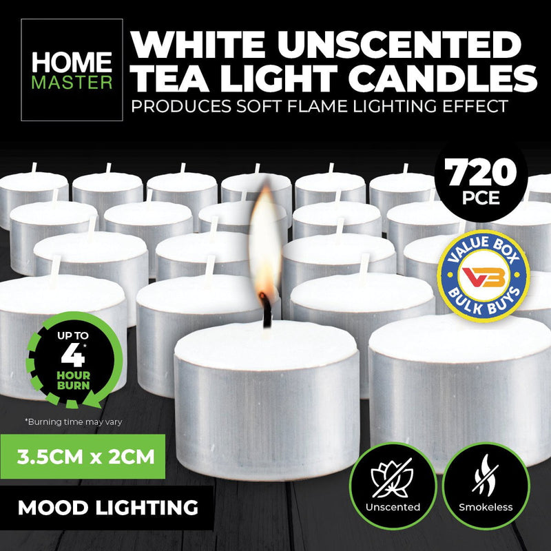 Home Master 720PCE Unscented Tealight Candles Home Décor Party Wedding Payday Deals