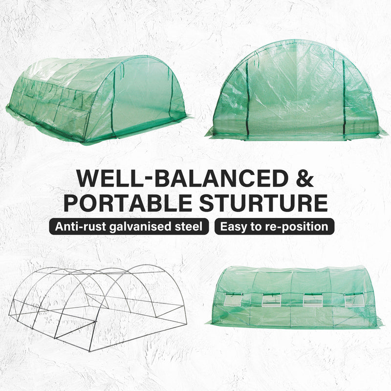 Home Ready Dome Hoop Tunnel Polytunnel 4x3x2M Garden Greenhouse Walk-In Shed PE Payday Deals