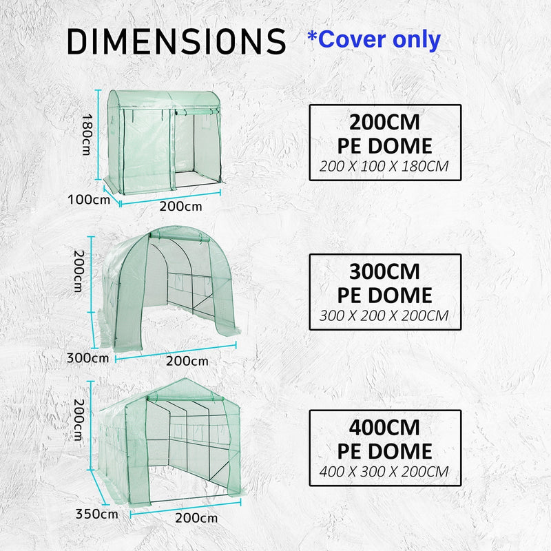 Home Ready Dome Tunnel 300cm Garden Greenhouse Shed PE Cover Only Payday Deals