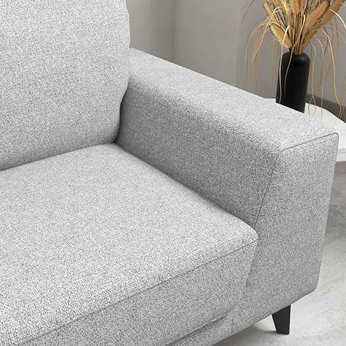 3 Seater Sofa Light Grey Fabric Lounge Set for Living Room Couch with Solid Wooden Frame Black Legs Payday Deals
