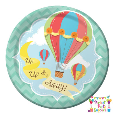 Hot Air Balloon Up Up and Away Lunch Cake Desert Plates 8 Pack