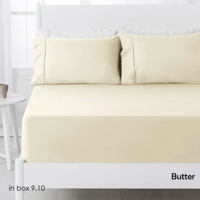 Hotel Living 250TC Polyester Cotton Fitted Sheet Set Butter Double Payday Deals