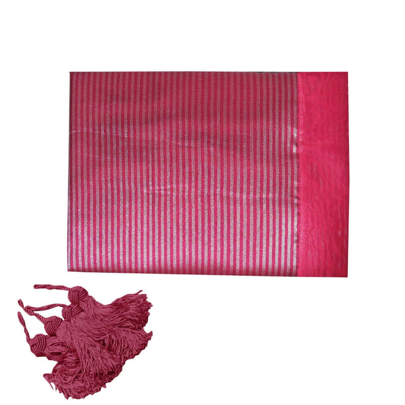 Hoydu Stera Stripe Organza Square Tablecloth Fuschia 130x130cm Payday Deals