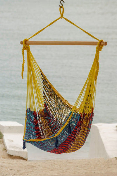 Mayan Legacy Extra Large Outdoor Cotton Mexican Hammock Chair in Confeti Colour