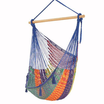 Mayan Legacy Extra Large Outdoor Cotton Mexican Hammock Chair in Mexicana Colour
