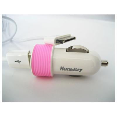 Huntkey Compact Car Charger for iPad & Smart Phone 5V 2.1A with MFI Cable - Pink  (HKB01005021-0B) Payday Deals