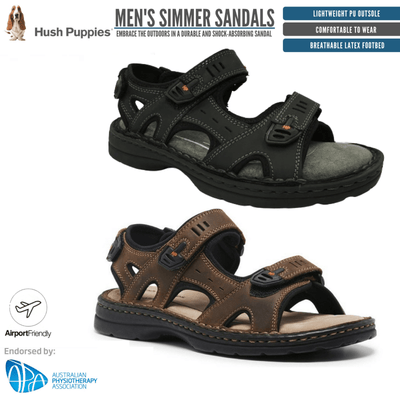 HUSH PUPPIES SIMMER Mens Leather Adjustable Strap Comfort Sandals Shoes New Payday Deals