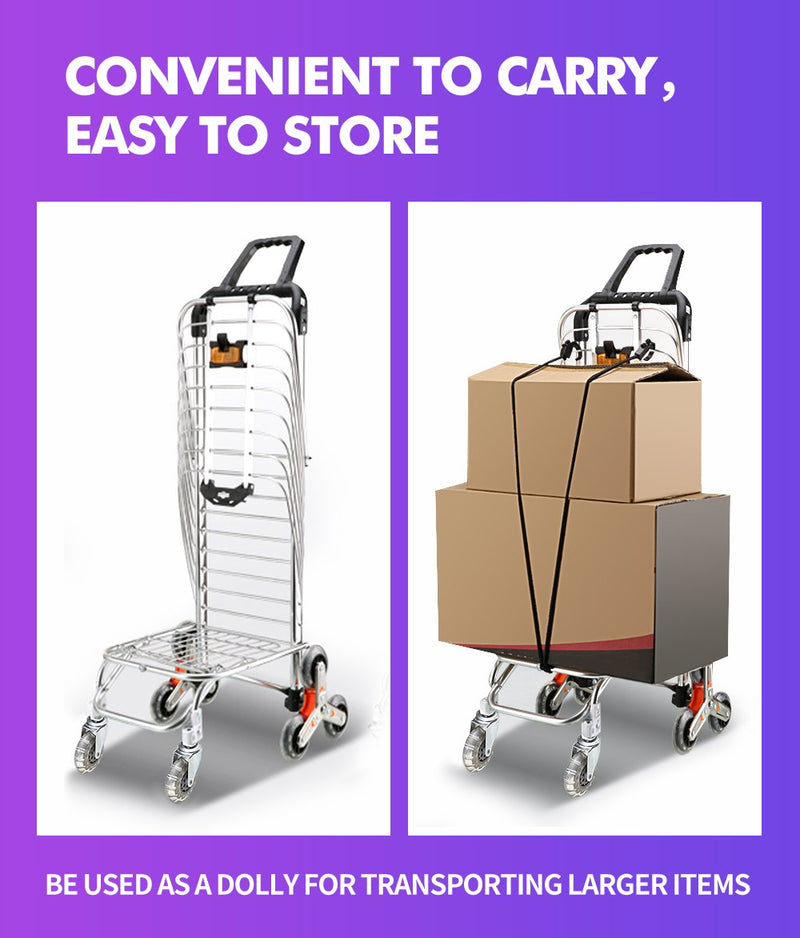 Foldable Shopping Cart Trolley Stainless Steel Basket Luggage Grocery Portable - Payday Deals
