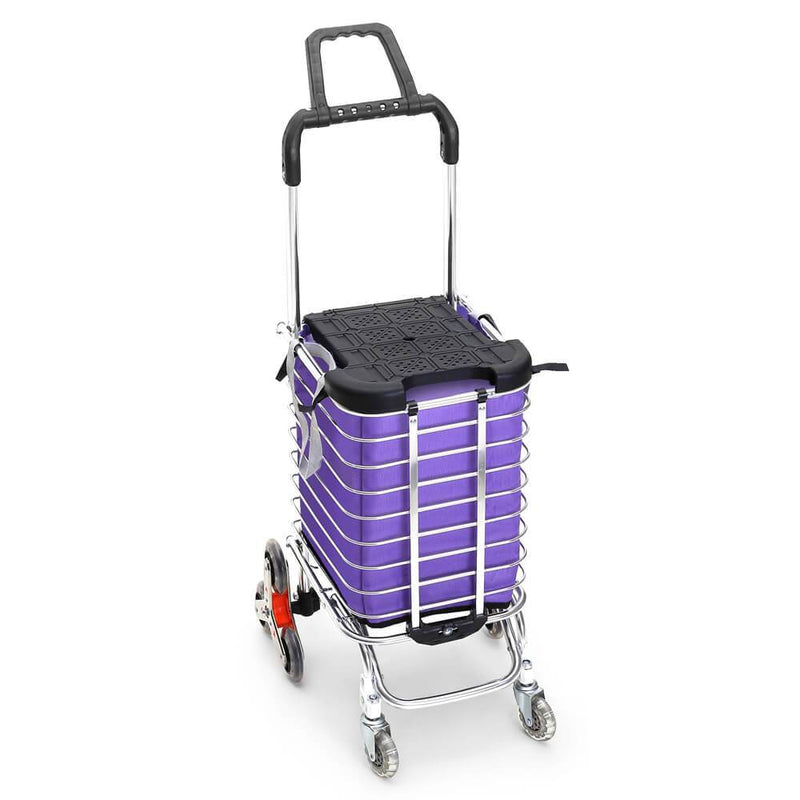 Foldable Shopping Cart Trolley Stainless Steel Basket Luggage Grocery Portable - Payday Deals