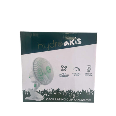 Hydro Axis Oscillating Clip Fan 225mm - Grow Room Hydroponic Tent Ventilation Payday Deals