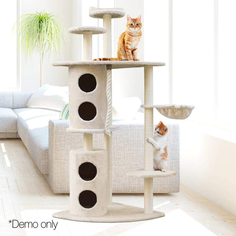 i.Pet Cat Tree Trees Scratching Post Scratcher Tower Condo House Furniture Wood Beige Payday Deals