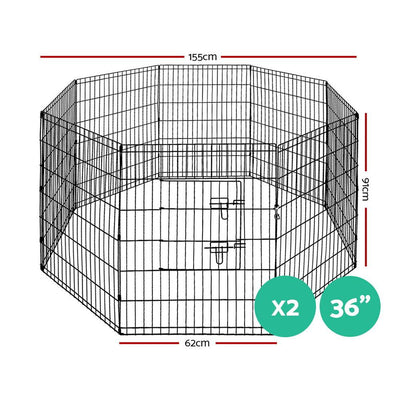 i.Pet 2X36" 8 Panel Pet Dog Playpen Puppy Exercise Cage Enclosure Fence Play Pen