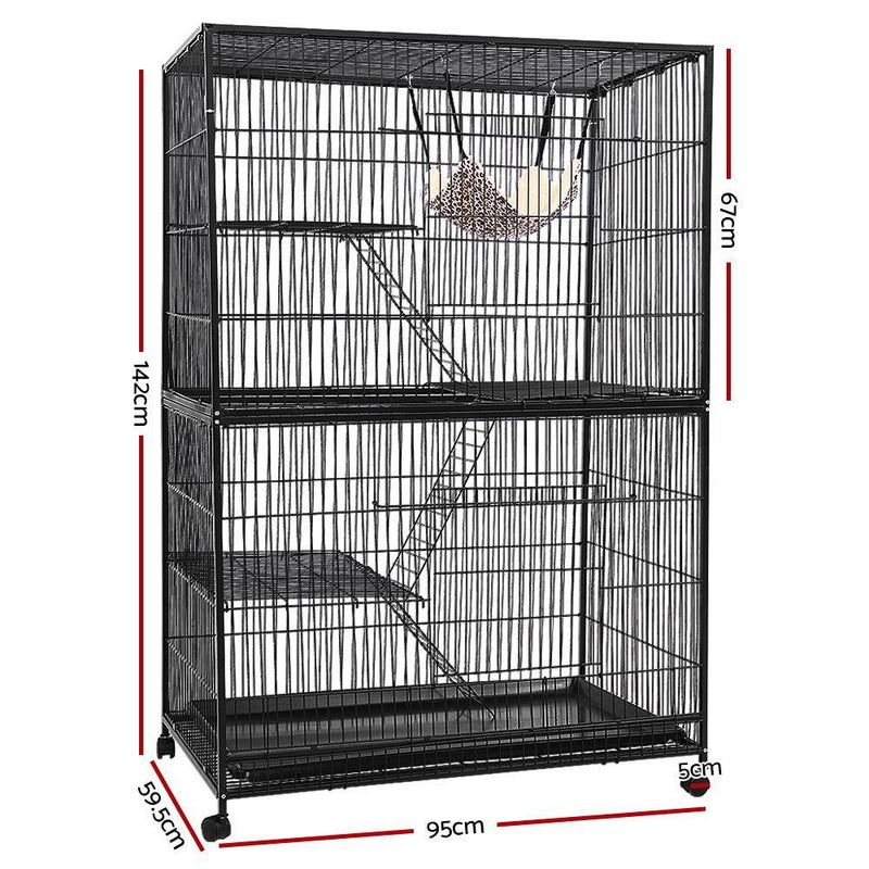 i.Pet 4 Level Rabbit Cage Bird Ferret Parrot Aviary Cat Hamster Castor 142cm Payday Deals
