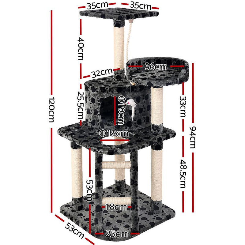 i.Pet Cat Tree 120cm Trees Scratching Post Scratcher Tower Condo House Furniture Wood 120cm Payday Deals