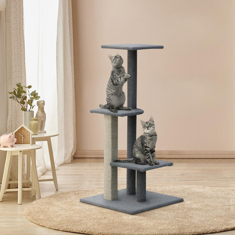 i.Pet Cat Tree 124cm Trees Scratching Post Scratcher Tower Condo House Furniture Wood Steps Payday Deals