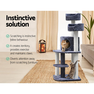 i.Pet Cat Tree 126cm Trees Scratching Post Scratcher Tower Condo House Furniture Wood Payday Deals