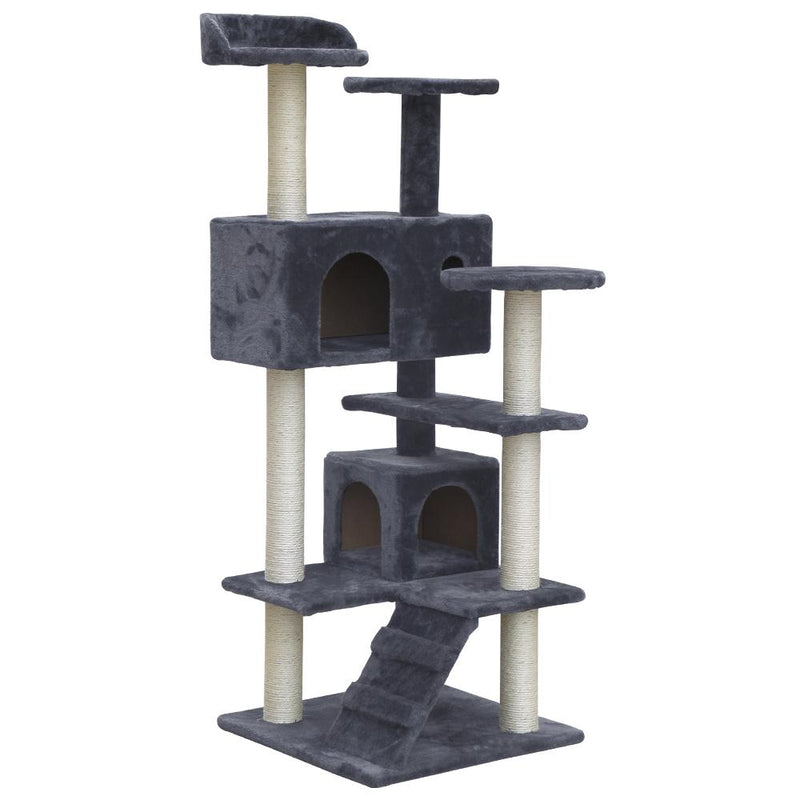 i.Pet Cat Tree 134cm Trees Scratching Post Scratcher Tower Condo House Furniture Wood Grey Payday Deals