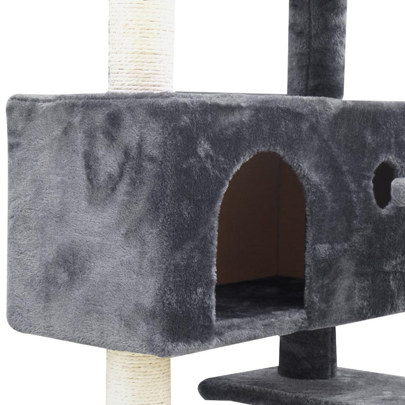 i.Pet Cat Tree 134cm Trees Scratching Post Scratcher Tower Condo House Furniture Wood Grey Payday Deals