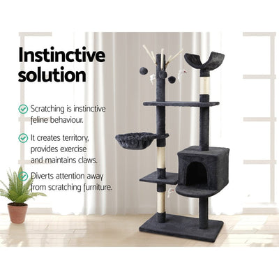 i.Pet Cat Tree 140cm Trees Scratching Post Scratcher Tower Condo House Furniture Wood Payday Deals