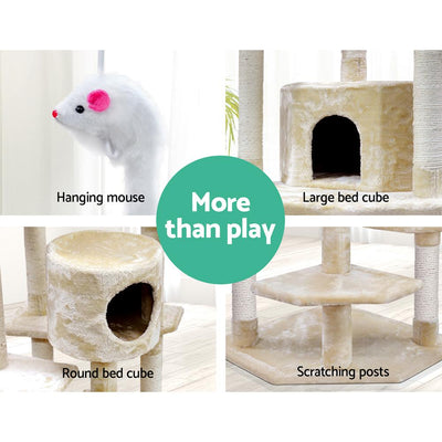 i.Pet Cat Tree 203cm Trees Scratching Post Scratcher Tower Condo House Furniture Wood Beige Payday Deals
