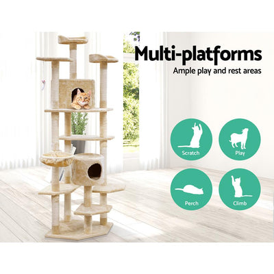i.Pet Cat Tree 203cm Trees Scratching Post Scratcher Tower Condo House Furniture Wood Beige Payday Deals