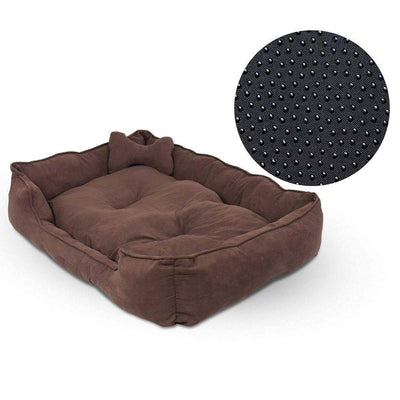 i.Pet Extra Large Faux Suede Washable Pet Bed - Brown