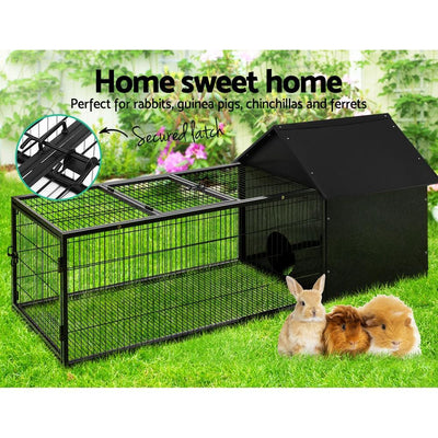 i.Pet Rabbit Cage Hutch Cages Indoor Outdoor Hamster Enclosure Pet Metal Carrier 162CM Length Payday Deals
