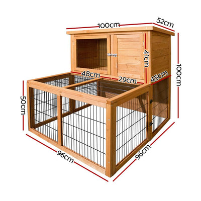 i.Pet Rabbit Hutch Wooden Pet Chicken Coop 100cm Tall Payday Deals