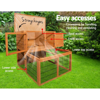 i.Pet Rabbit Hutch Wooden Pet Chicken Coop 100cm Tall Payday Deals