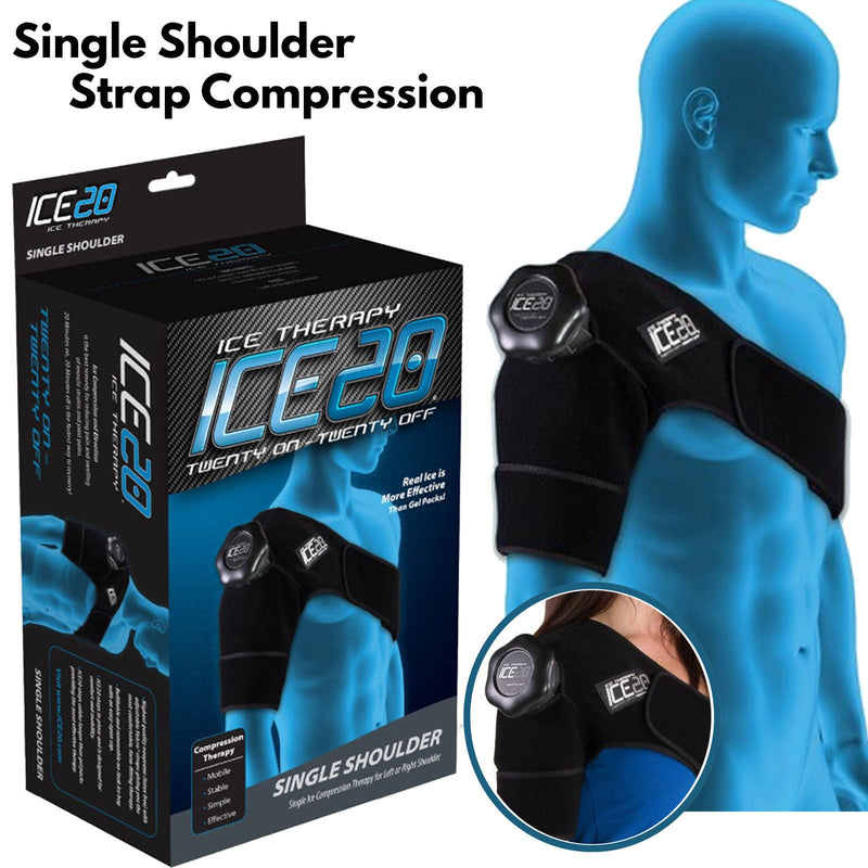 ICE 20 Single Shoulder Strap Compression Therapy Wrap Cold Pain Relief Payday Deals