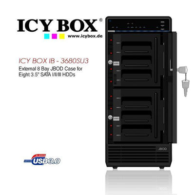 ICY BOX (IB - 3680SU3) External 8 Bay JBOD Case for 8 x 3.5 Inch SATA l/ll/lll HDDs