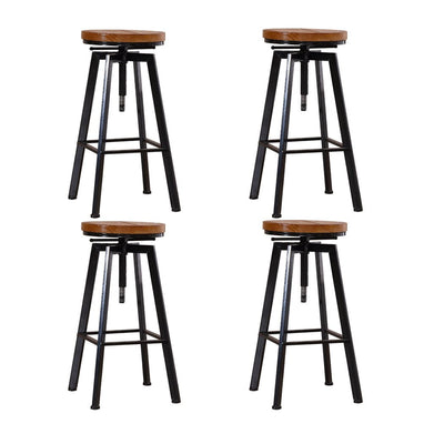 4x Levede Industrial Bar Stools Kitchen Stool Wooden Barstools Swivel Vintage - Payday Deals