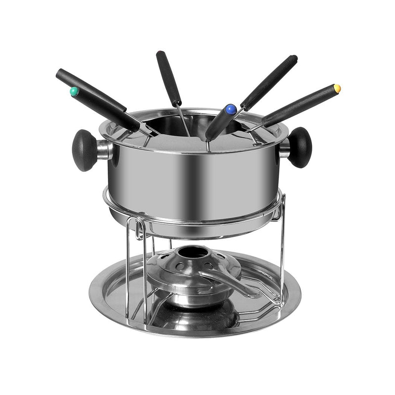 Classic Fondue Set 12pcs Stainless Steel Cheese Chocolate Dipping  6 Forks - Payday Deals