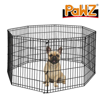 PaWz Pet Dog Playpen Puppy Exercise 8 Panel Fence Black Extension No Door 36" - Payday Deals