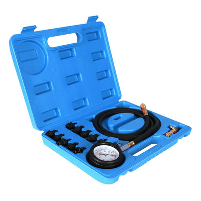 12pcs Engine Oil Pressure Test Tool Kit Tester Gauge Diagnostic Automotive Blue - Payday Deals