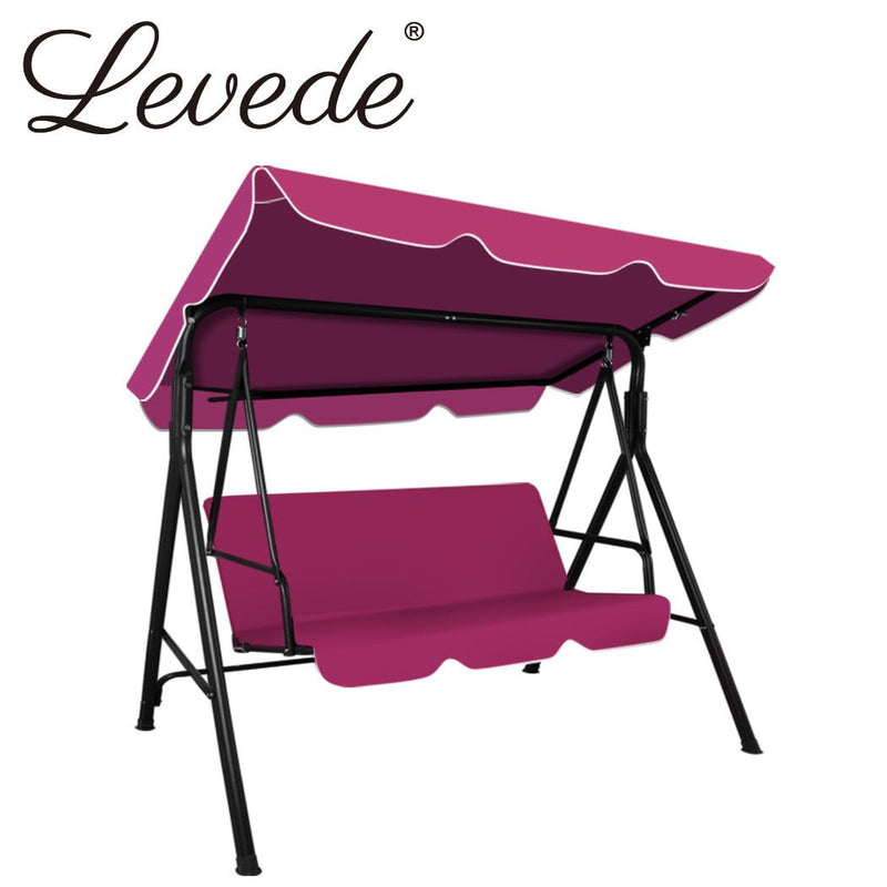 Levede Swing Chair Hammock Outdoor Furniture Garden Canopy Cushion Bench Red - Payday Deals