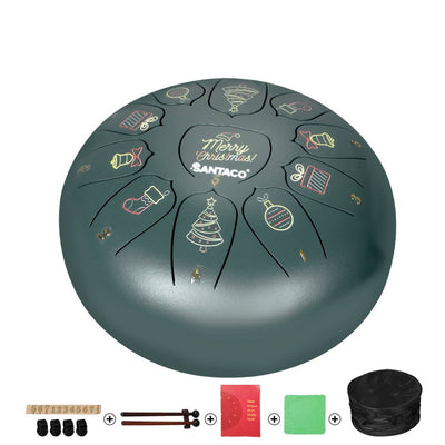 10ã€žSteel Tongue Drum 11 Notes Handpan And Bag Mallet Christmas Gifts Green - Payday Deals