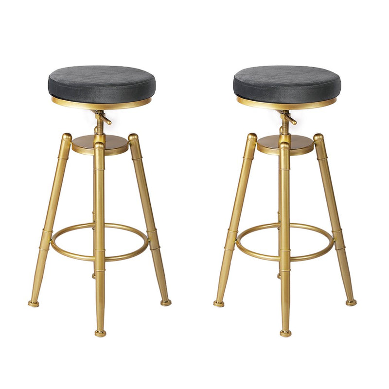 Levede 2x Bar Stools Kitchen Stool Chair Swivel Barstools Velvet Padded Seat - Payday Deals