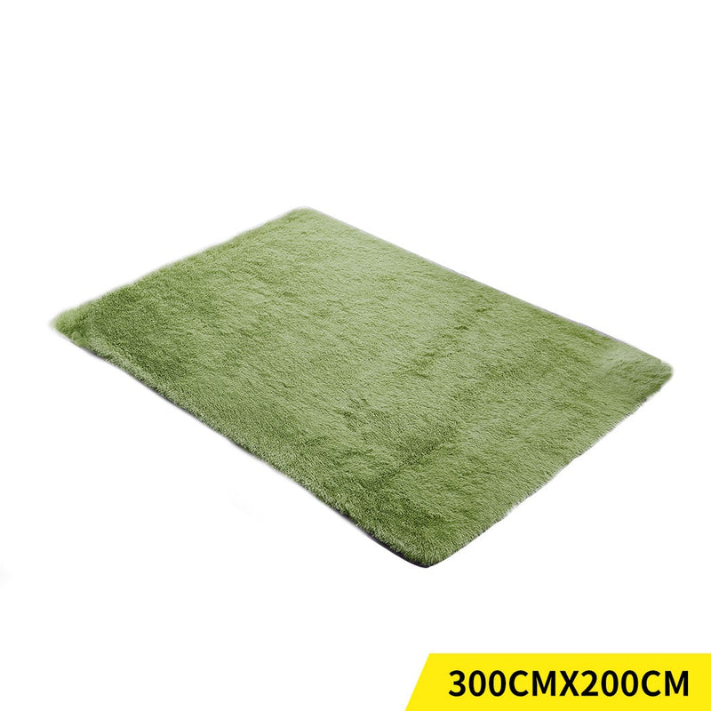Designer Soft Shag Shaggy Floor Confetti Rug Carpet Home Decor 300x200cm Green - Payday Deals