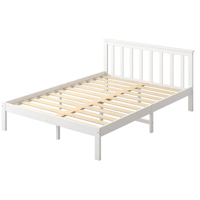 Levede Wooden Bed Frame Double Full Size Mattress Base Timber White - Payday Deals