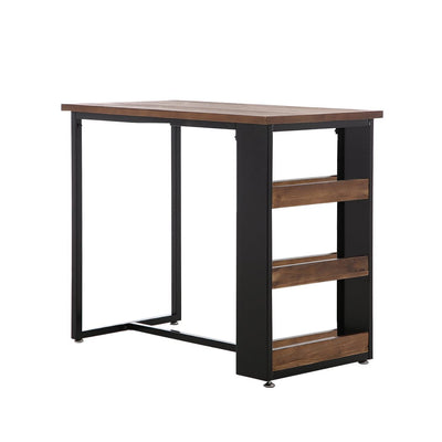 Levede High Bar Table Industrial Pub Table With 3-Tier Storage Shelf Solid Wood