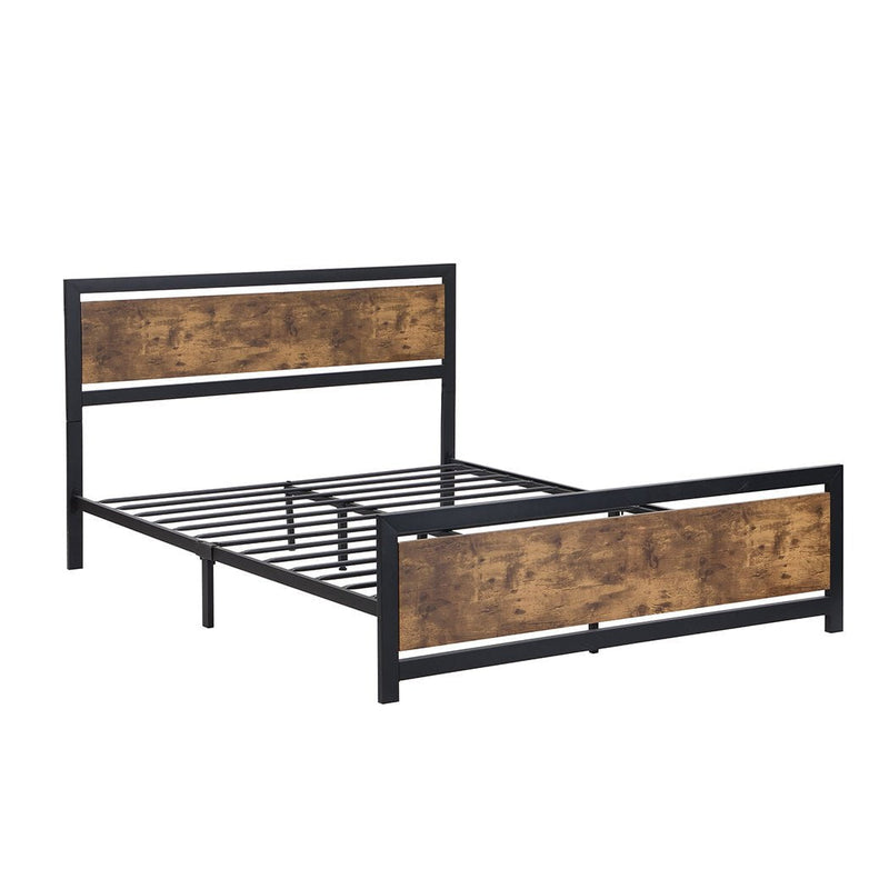 Levede Metal Bed Frame Mattress Base Platform Wooden Industrial Queen Rustic